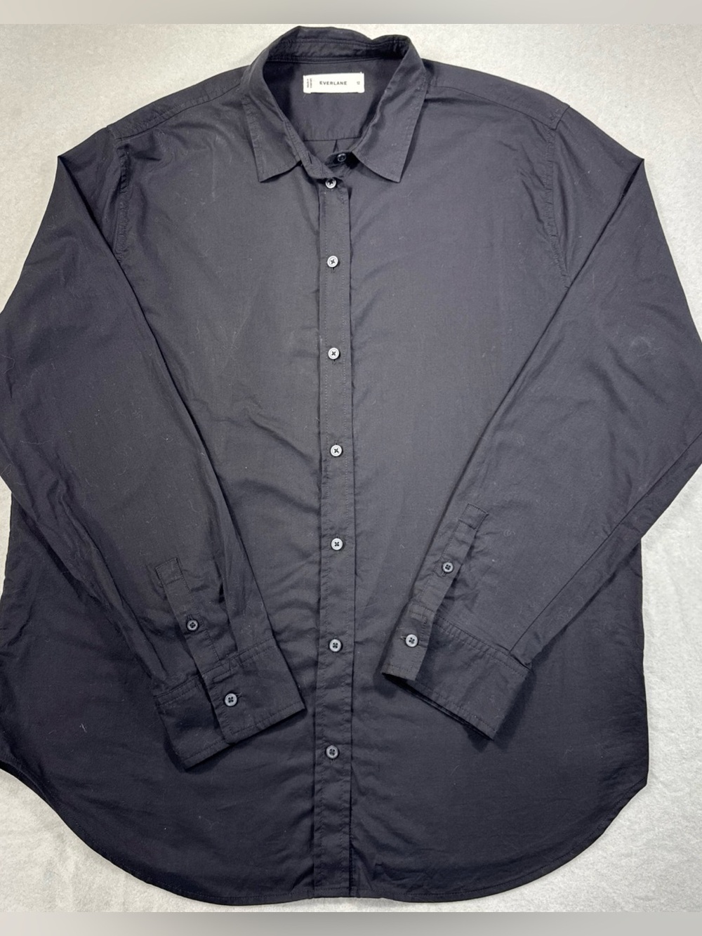 Everlane Womens Black Cotton Poplin Button Up Long Sleeve Shirt Sz12 RN139393